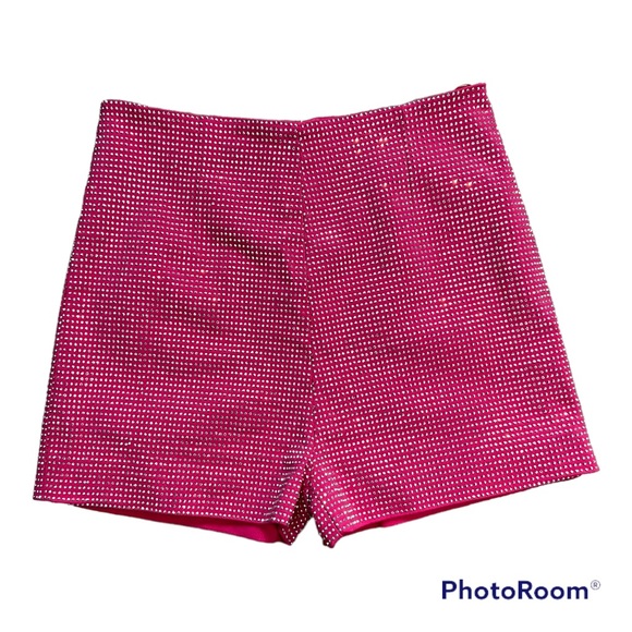 Pants - High waist Hot Magenta Pink rhinestone shorts NWT